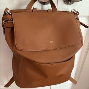 Mina Baie Kinney Brown Vegan Leather Backpack Or Diaper Bag